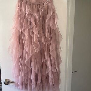 Soho Apparel Blush Layered Tulle Skirt
